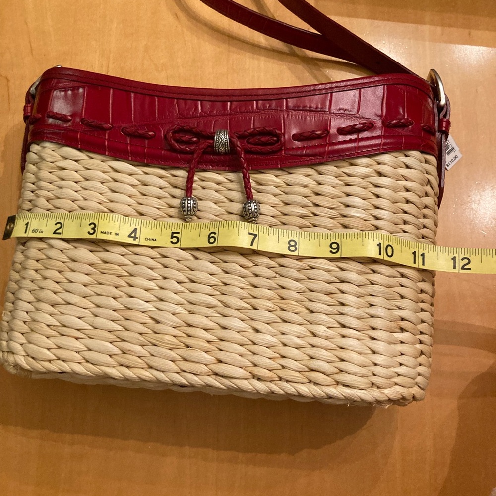 Vintage Brighton Emma Red Woven Leather Handbag NOS w/ Box & Tags - Picture 8 of 9